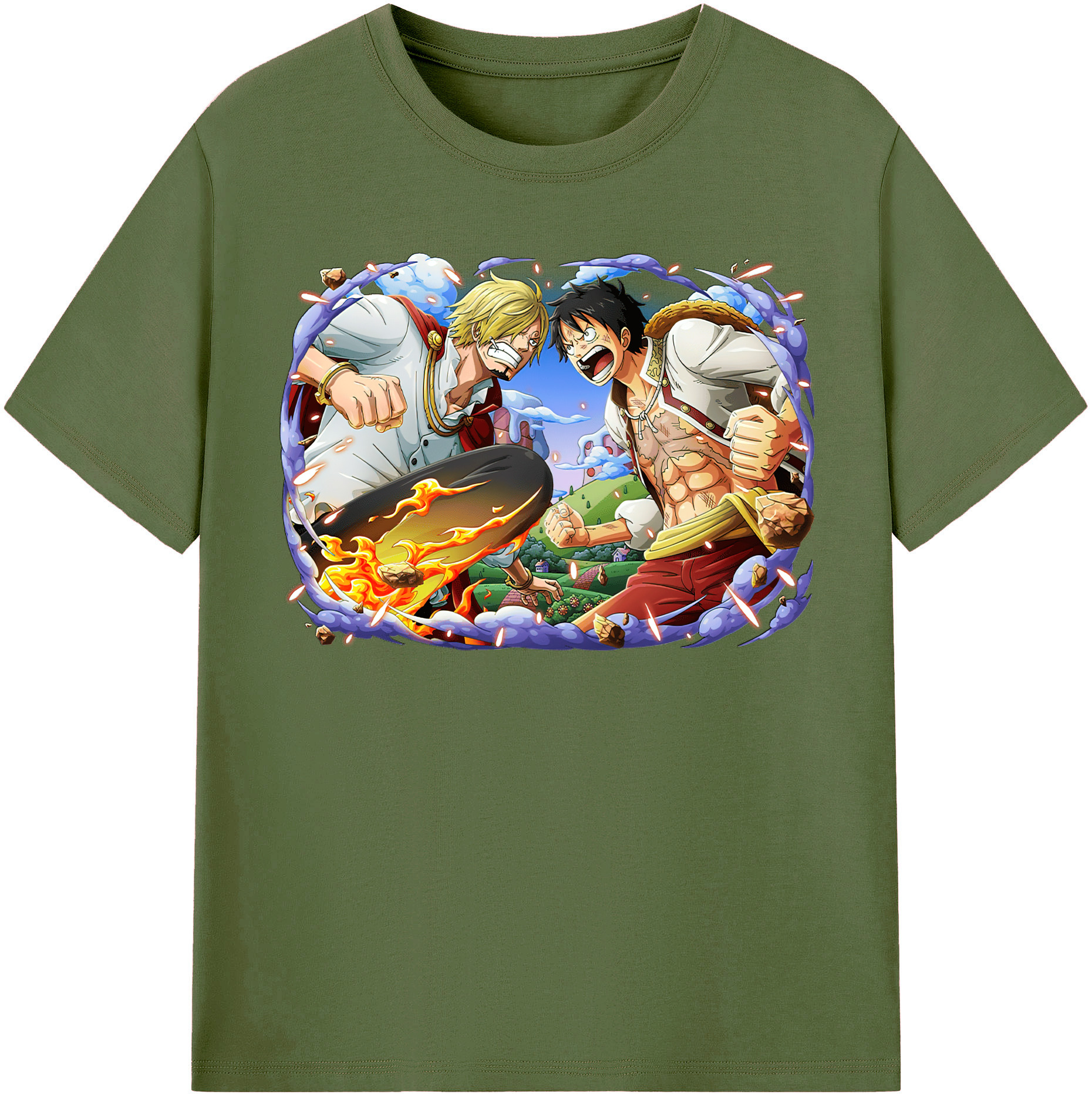 ワンピース モンキー・D・ルフィ ONE PIECE Monkey D. Luffy 綿100％半袖Tシャツ（フロントプリント）